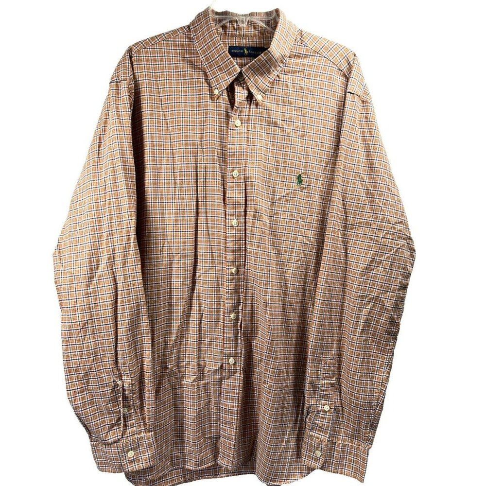 Ralph Lauren Shirt Men's XXL 2XL Cotton Plaid Classic Fit Long Sleeve Button Up